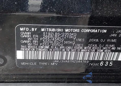 2024 Mitsubishi Outlander Se 2.5 2Wd z USA, uszkodzony, nr VIN JA4J3VA87RZ044769